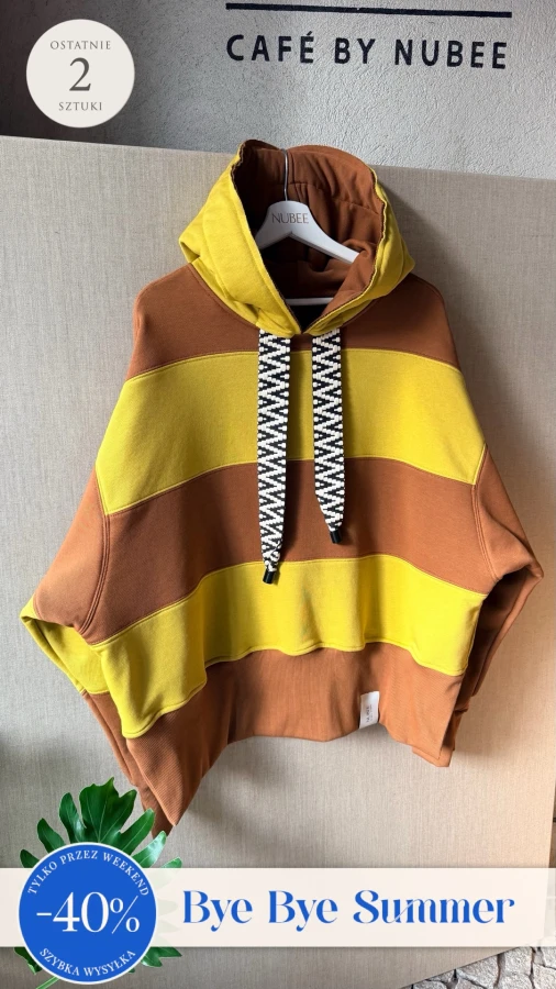 BLUZA KAPTUR ZERAYA - PASKI TOFFIE + GOLDEN LIME 
