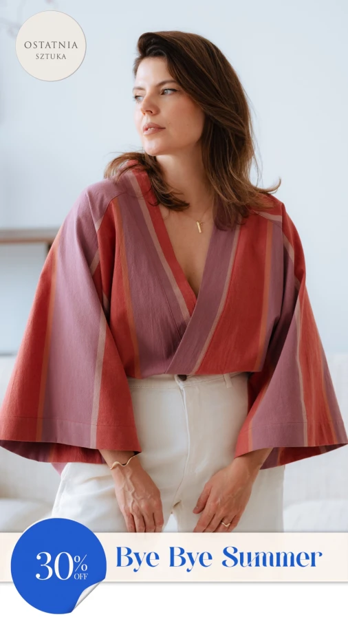 Kimono / Koszula Kimonowa – RÓZOWE PASY