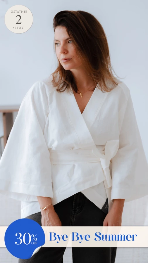 Kimono / Koszula Kimonowa – BIAŁY TKANY ŻAKARD