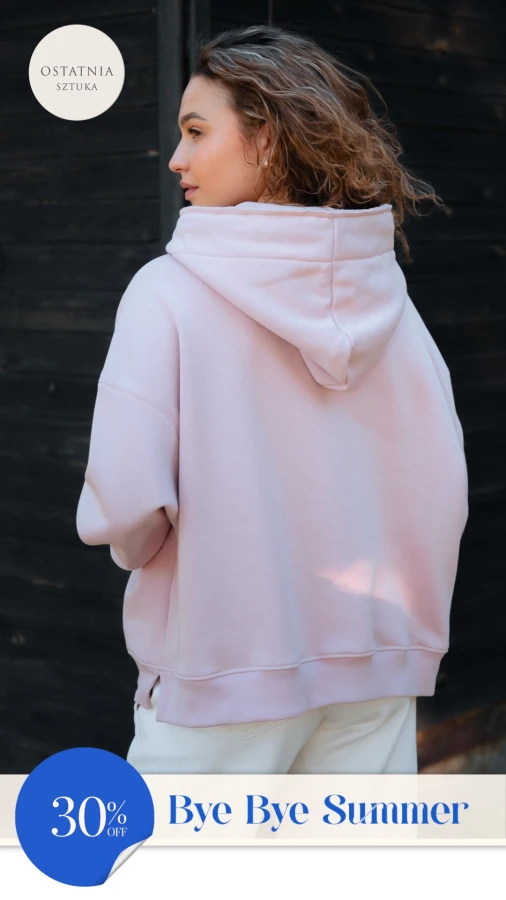 BLUZA LOVE Z KAPTUREM SUBTELNY RÓŻ