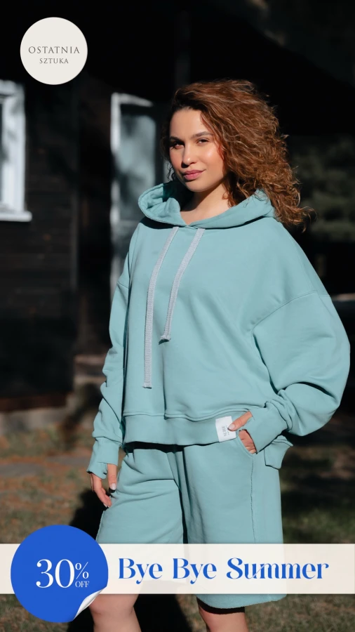 BLUZA LOVE Z KAPTUREM AQUA