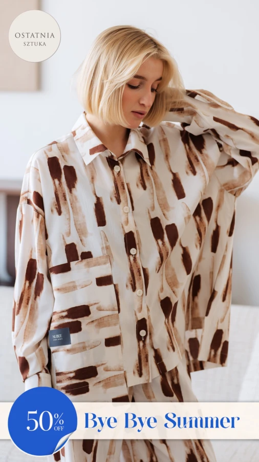 KOSZULA LULU OVERSIZE KRÓTKA / BRĄZ BEŻ AKWARELA