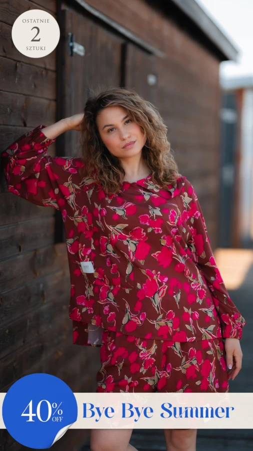 BLUZA KOSZULOWA FIKA WISKOZA FUKSJOWE OGRODY