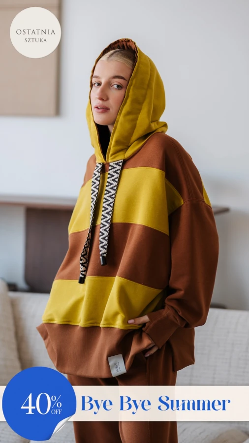 BLUZA KAPTUR ZERAYA - PASKI TOFFIE + GOLDEN LIME 