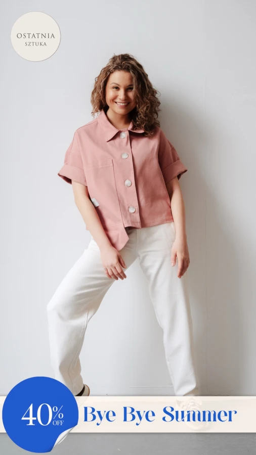 Nowy model. Koszula krótka - denim róż