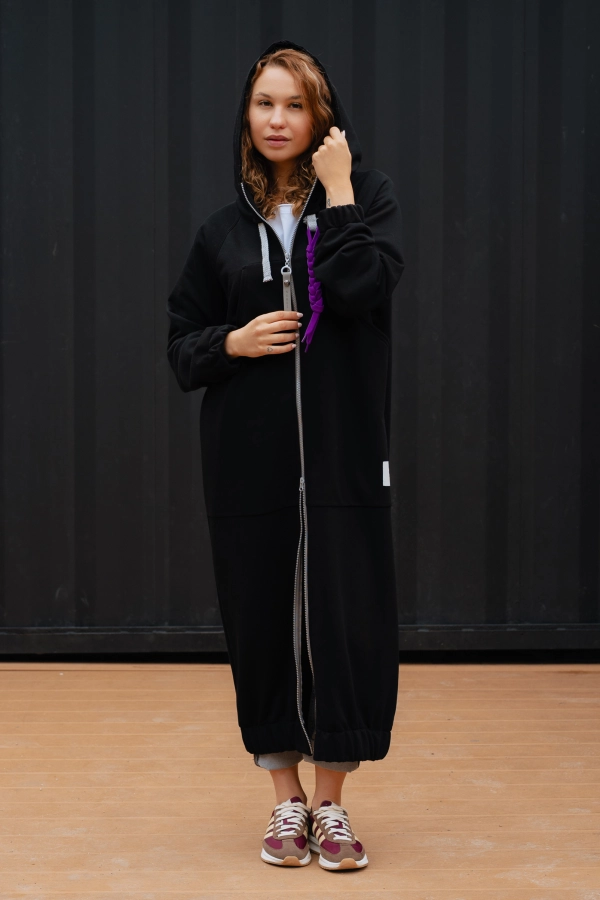 BLUZA MAXI/PŁASZCZ KANG00 - CZARNY