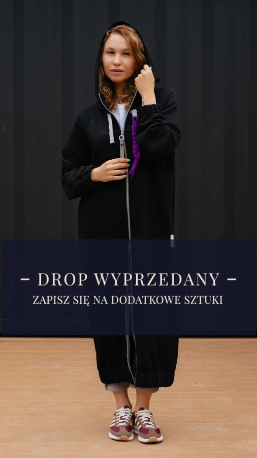 BLUZA MAXI/PŁASZCZ KANG00 - CZARNY
