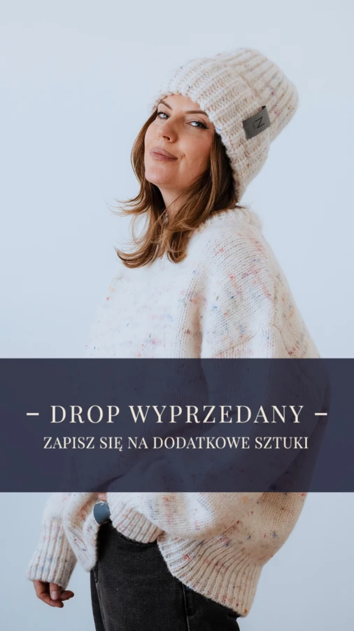 SWETER PREMIUM CREAM MELANGE - ALPACA I WEŁNA