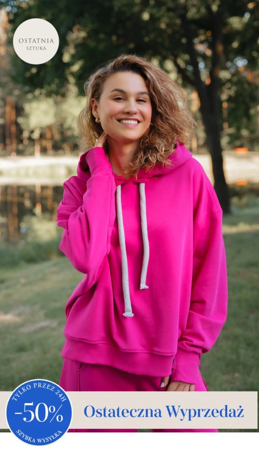 BLUZA LOVE Z KAPTUREM FUKSJA