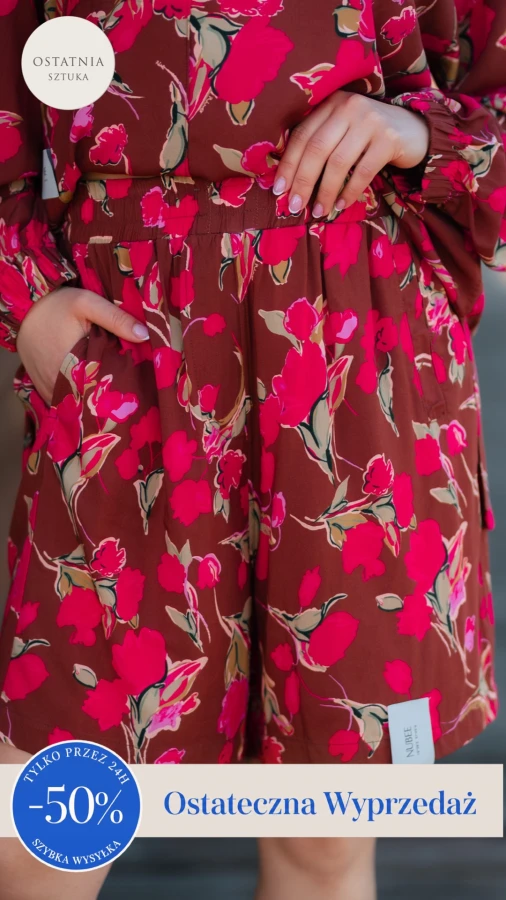 NOWOŚĆ! SPODENKI BOYFRIEND WISKOZA FUKSJOWE OGRODY