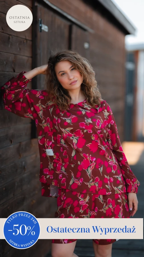 BLUZA KOSZULOWA FIKA WISKOZA FUKSJOWE OGRODY