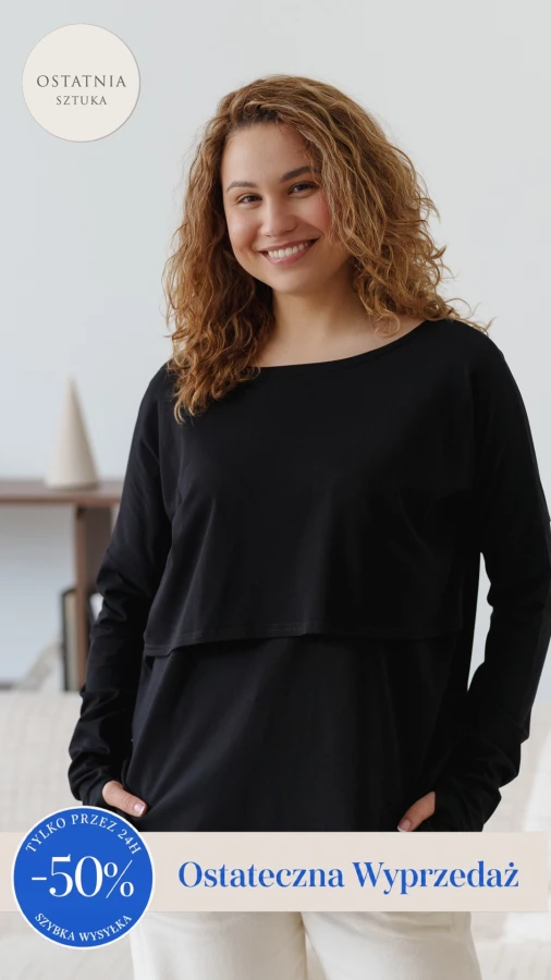JUSIA LONGSLEEVE DO KARMIENIA CZARNY