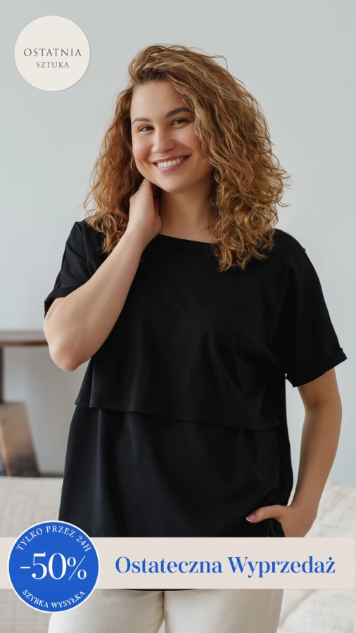 JUSIA - T-SHIRT DO KARMIENIA CZARNY