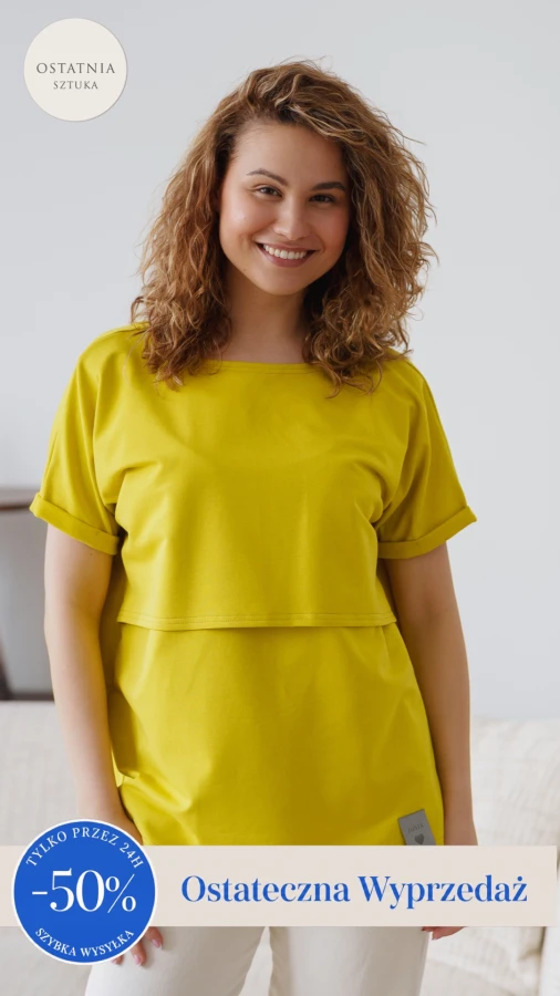 JUSIA - T-SHIRT DO KARMIENIA GOLDEN LIME