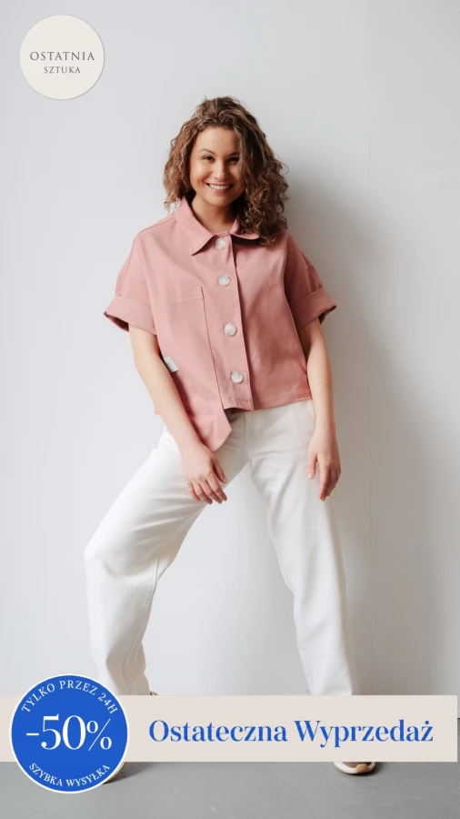 Nowy model. Koszula krótka - denim róż