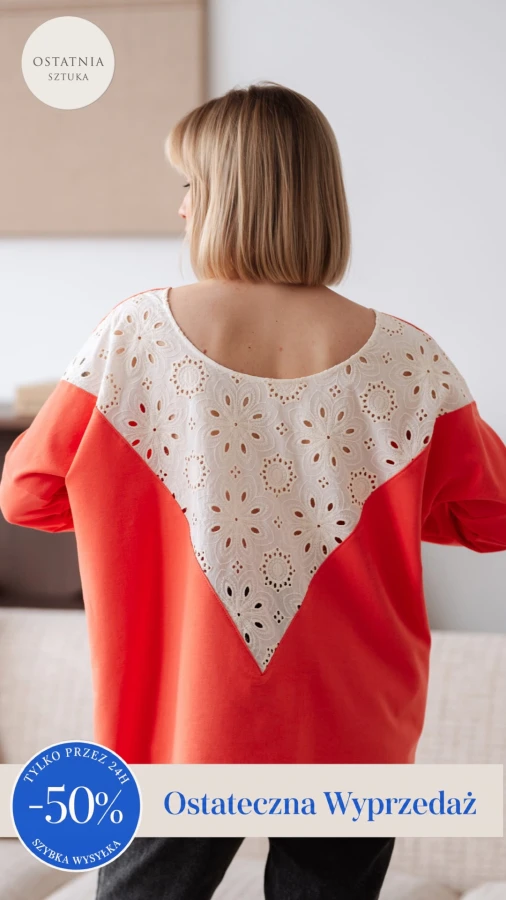 JUSIA LONGSLEEVE MLECZNY POMARAŃCZ KORONKA 