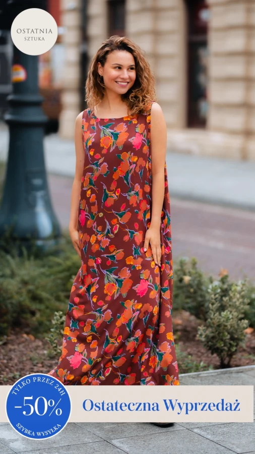 SUKIENKA MAXI SOLE - KWIATY POMARAŃCZA