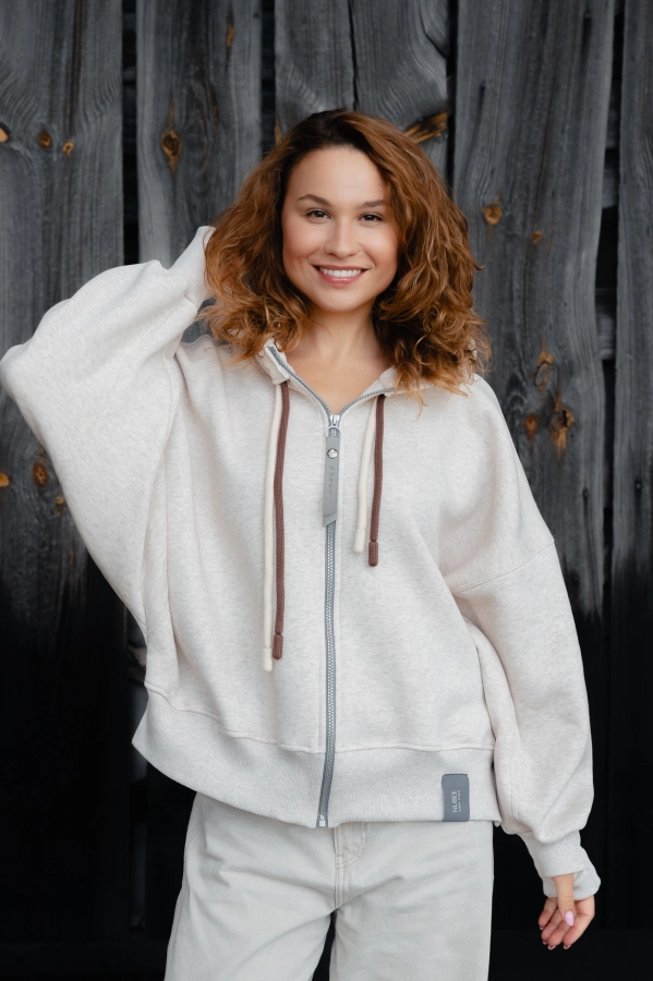  BLUZA NIETOPERZ ROZPINANA - LATTE MELANGE
