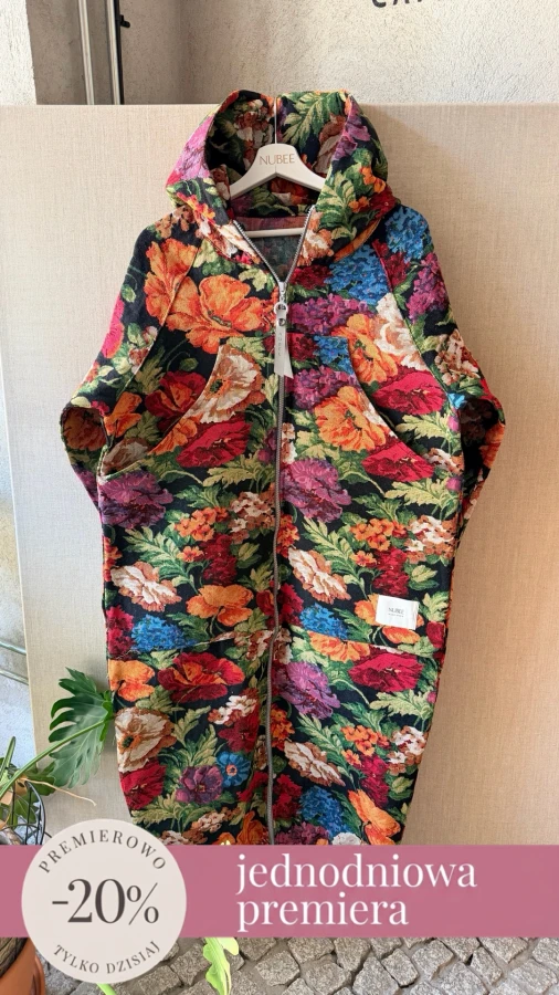 BLUZA MAXI/PŁASZCZ KANG00 - ŻAKARD KWIATY