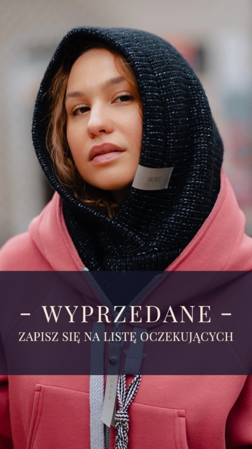 KOMIN Z KAPTUREM -BALACLAVA/ CZARNY MELNAŻ
