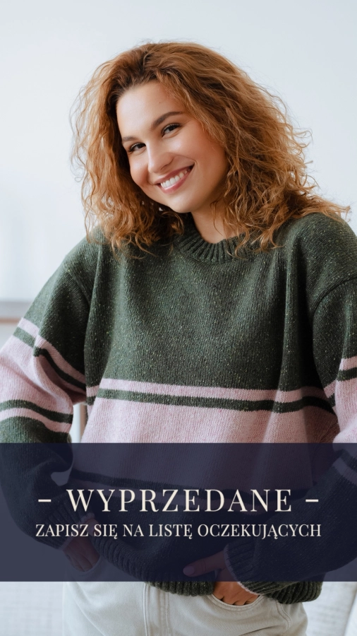 SWETER PREMIUM MELANGE ZIELEŃ PASKI