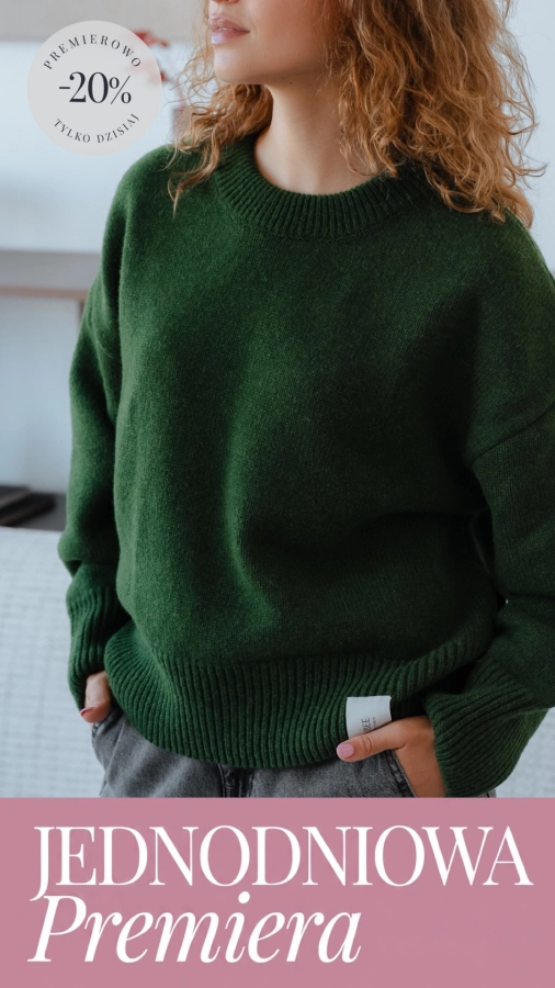SWETER PREMIUM ZIELEŃ - 100% WEŁNA