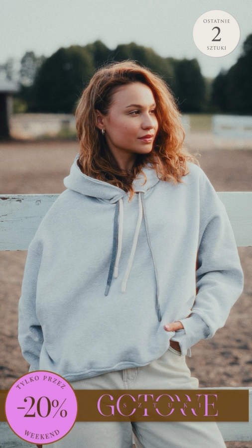 BLUZA LOVE Z KAPTUREM SZARY MELANŻ