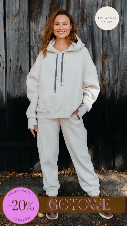BLUZA LOVE Z KAPTUREM LATTE MELANGE 