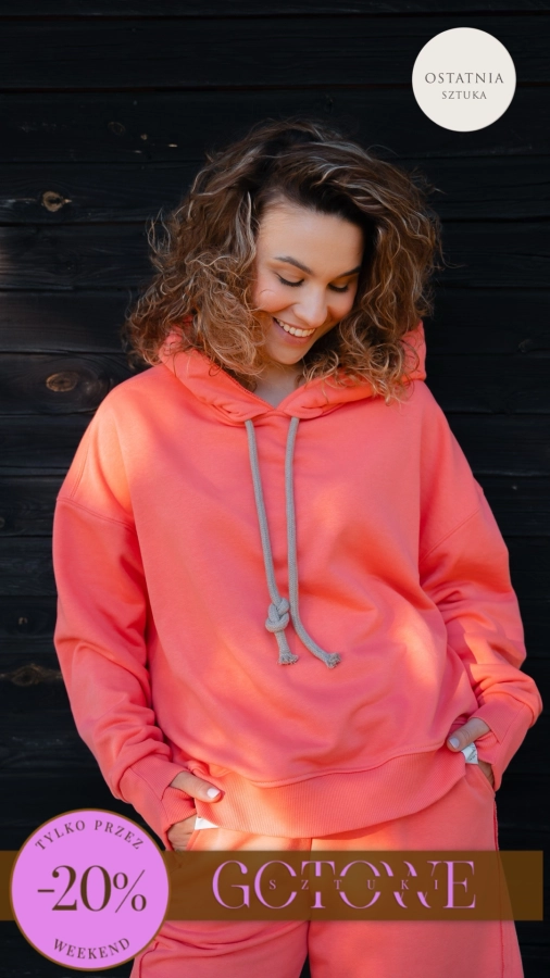 BLUZA LOVE Z KAPTUREM BRZOSKWINIA