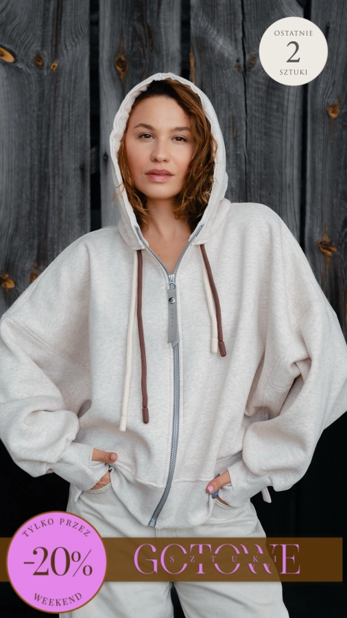  BLUZA NIETOPERZ ROZPINANA - LATTE MELANGE