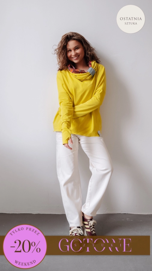 BLUZA Z KOMINEM -NUBLOUSE GOLDEN LIME - KWIATY POMARAŃCZ