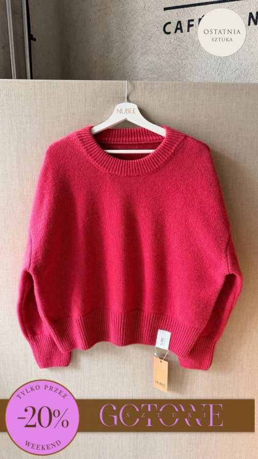 SWETER PREMIUM JESIENN MALINA - 100% WEŁNA