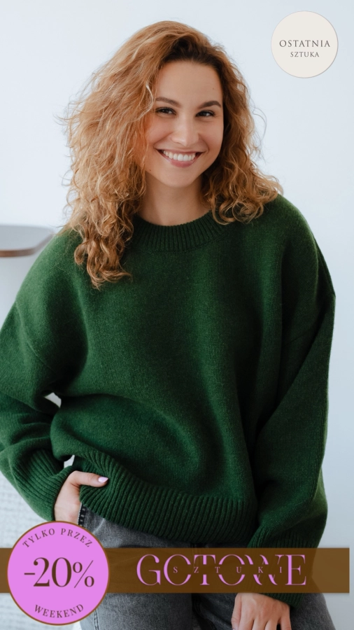 SWETER PREMIUM ZIELEŃ - 100% WEŁNA