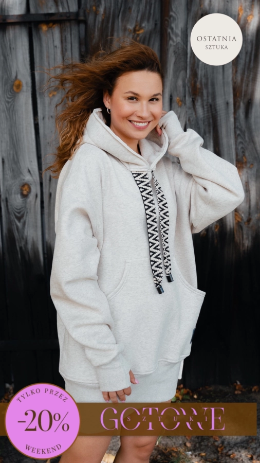 TUNIKA/ BLUZA Z KAPTUREM LATTE MELANGE