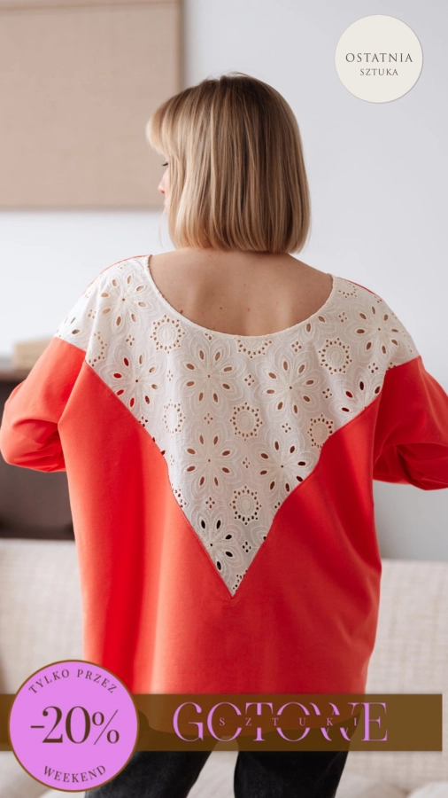 JUSIA LONGSLEEVE MLECZNY POMARAŃCZ KORONKA 