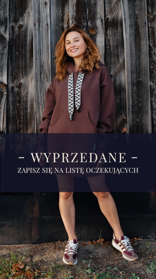 TUNIKA/ BLUZA Z KAPTUREM CZEKOLADOWY BRĄZ