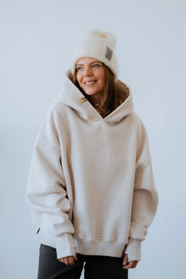 BLUZA LOVE Z KAPTUREM LATTE MELANGE